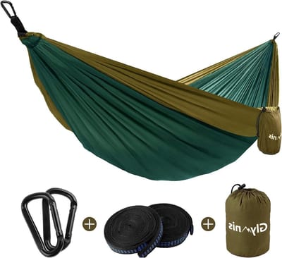 Ultralichte hangmat - Kampeerhangmat Reishangmat - Ontspannen Buiten - Scheurvast Nylon - 275 x 140 cm - Donkergroen Bruin
