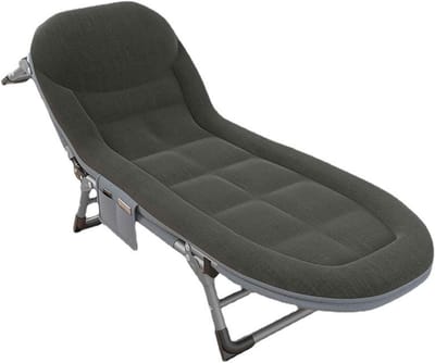 Opvouwbaar Campingbed - Logeerbed Gastenbed - Ontspannen Buiten - 5-Posities Verstelbaar - 200x62cm - Donkergrijs