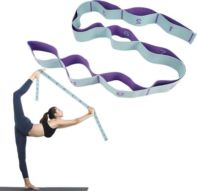 Stretchband met 11 lussen voor effectieve rekking bij fitness, yoga en pilates
