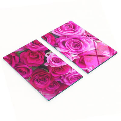 Decoratieve glazen serveerplanken voor snacks, rozenboeket, 2x30x52 cm