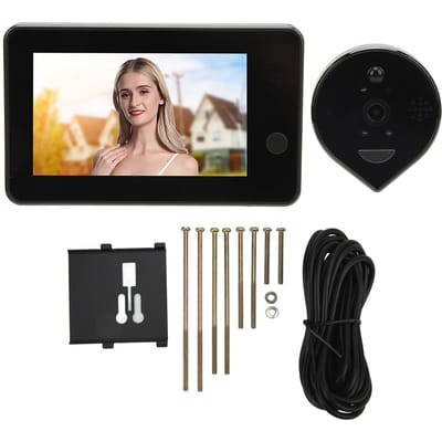 Viseur de porte sans fil avec judas Caméra sonnette vidéo 1080P LCD 4,3 pouces Détection de mouvement Vision nocturne 2
