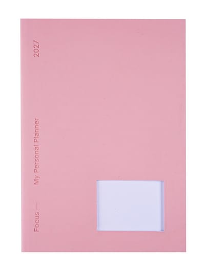 Brepols bureau agenda 2027 - FOCUS [0.151] - Bureau agenda - 1 week op 2 pagina's - Weekoverzicht - Dotted grid - Engelstalig - Roze - 15 x 21 cm