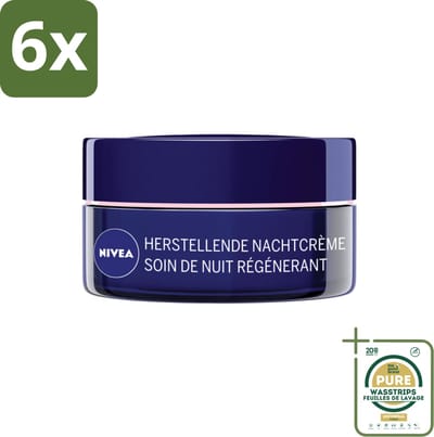 NIVEA - Nachtcrème - Essentials +24U Voedend - Voor gevoelige & droge huid - Met Sheaboter & Amandelolie - 50 ml - Voordeelverpakking - 6 stuks - Droge huid - Gevoelige huid