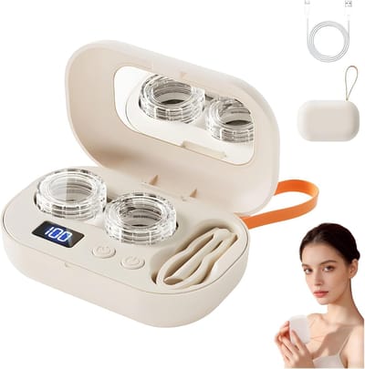 Lenzendoosjes - Contactlenzen Doosje - Ultrasone contactlensreiniger - Contactlensreiniger - Reinigingsmachine - Ultrasoon reiniger - LED-display - USB - 360° hoogfrequente - voor thuis, reizen, kantoor, hotel