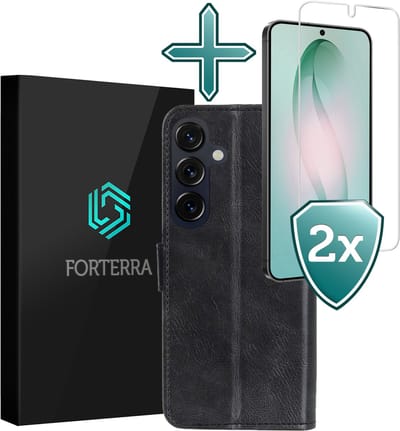 Hoesje Met 2x Screenprotector - Geschikt voor Samsung Galaxy S26 - Luxe Pasjeshouder - Flip Case - Bookcase Portemonee - Kunstleer Book Case - Flipcase Hoes - Book Cover - Walletcase - Portemonneehoes - Zwart