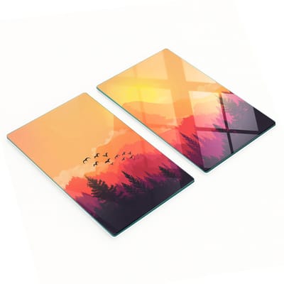Decoratieve glazen snijplanken voor in de keuken met berglandschap, 2x30x52 cm