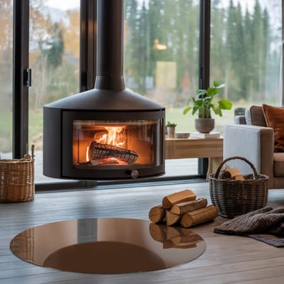 Coloray Vloerplaat Houtkachel - Plaat voor Onder Houtkachel - 100 cm x 100 cm - Open Haard Accessoires - Bruin Vloerplaat Kachel - Plaat Kachel - Plaat onder Houtkachel - Kachel Onderplaat - Onderplaat