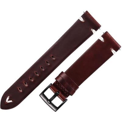 Leren horlogeband 18mm 20mm 22mm Quick Release horlogeband riem rundleer handgemaakt zwart donkerbruin vintage olie wax leer 20mm