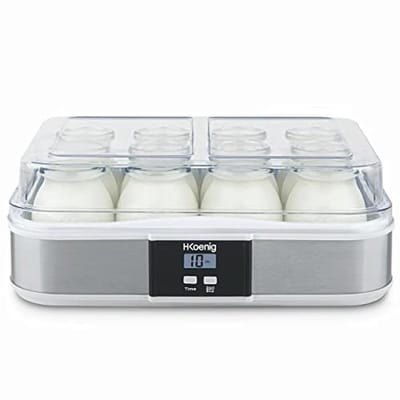 Programmeerlijke Yoghurtmaker met 12 Glazen, LCD-Display en Roestvrijstalen Behuizing
