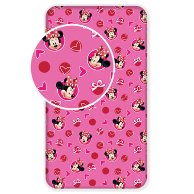 Disney Minnie Mouse Hearts - Hoeslaken - Eenpersoons - 90 x 200 cm - Roze