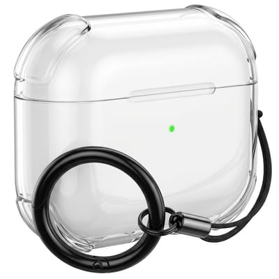 Transparant hoesje voor oordopjes met sleutelhanger – schokbestendige beschermhoes geschikt voor AirPods Pro 3