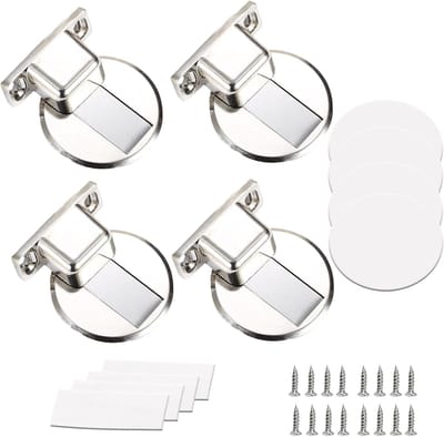 Deurstopper Set - Deurhouder Magnetisch - Voorkomt Deuren Slaan - Versterkte Zinklegering - 59 x 55 cm - Zilverkleurig