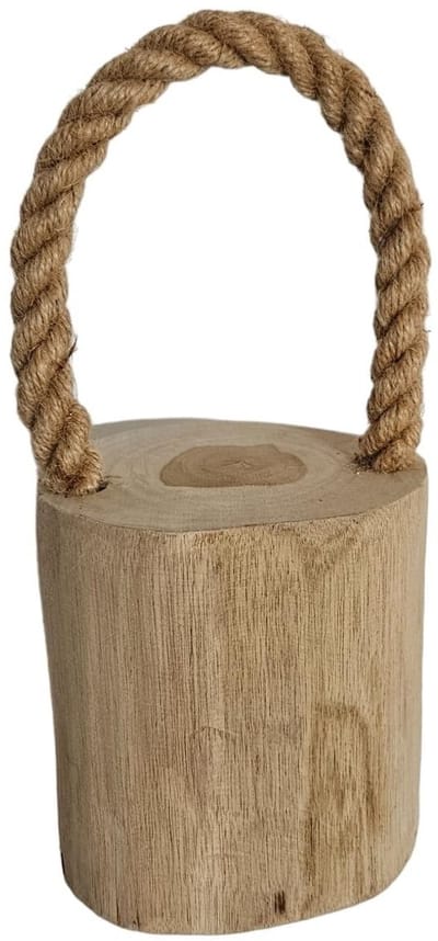 Dailygoods- Deurstopper Teakhout - Rustiek - Deurbuffer - Deurstoppers voor binnen - Deurvastzetter - Natuurlijk - Gewicht 1,4 kg
