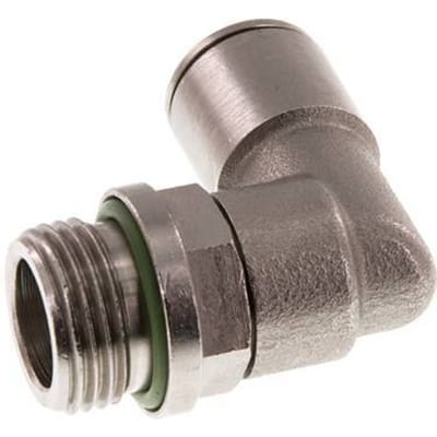 10mm x G3/8'' 90 graden L-verbinding Messing Insteekfitting Buitendraad Draaibaar FKM