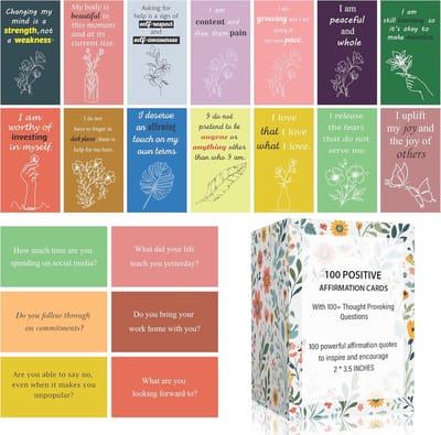 Affirmatiekaarten Vrouwen - Dagelijkse Bevestigingen - Zelfzorg Meditatie - 100 Nadenkende Vragen - 5x9 cm