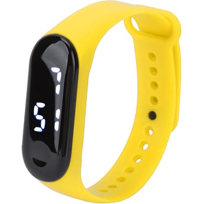 Digitaal Horloge LED Witte Licht Display Plastic Spiegel Elektronisch Uurwerk Siliconen Bandje Sport black