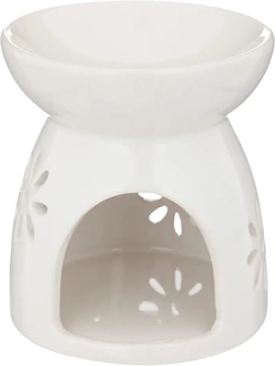 Atmosphera Geurbrander voor amberblokjes/geurolie - keramiek - wit - 9 x 9 x 10 cm