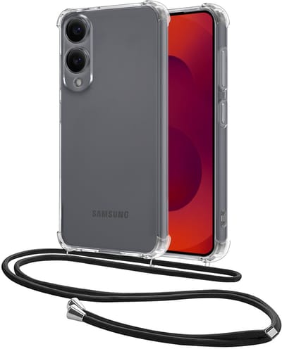 Hoesje - Geschikt voor Samsung Galaxy S25 Edge - Met Koord - Shock Proof - Siliconen Case - Back Cover - Telefoonkoord - Telefoon Hoes Shockproof - Telefoonketting - Transparant