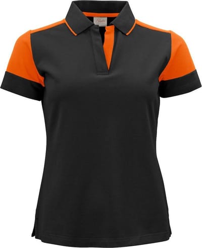 Printer Prime Polo Lady Zwart/Oranje - Maat XS