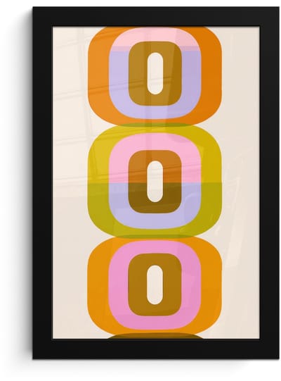 Poster in lijst - Fotolijst 20x30 cm - Posters - Stapel - Vormen - Geblokt - Oranje - Posterlijst zwart - Decoratie - Wanddecoratie woonkamer - Muurdecoratie slaapkamer