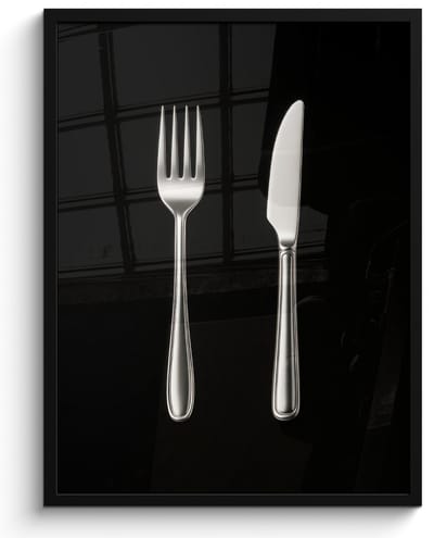 Poster in lijst - Fotolijst 60x80 cm - Posters - Bestek - Klassiek - Elegant - Posterlijst zwart - Decoratie - Wanddecoratie woonkamer - Muurdecoratie slaapkamer