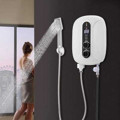 Elektrische Directe Waterverwarmer - Mini Doorstroomverwarmer - Direct Warm Water - Constante Temperatuur - 5500 W - Wit