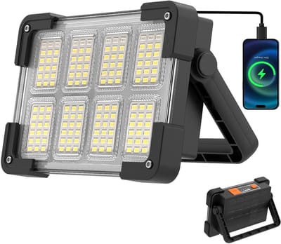 Draagbare schijnwerper met powerbank, 4 modi led-oplaadbare schijnwerper, waterdichte noodverlichting voor buiten, voor vissen, wandelen, autoreparatie