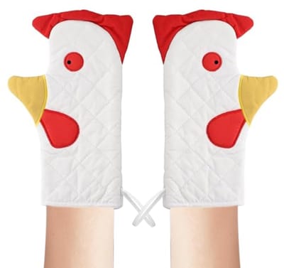 Hittebestendige Dubbellaags Keukenhandschoenen - Antislip Ovenhandschoenen met Hanenvorm - Eenheidsmaat