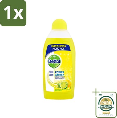 1 x Dettol Power & Fresh Allesreiniger Citrus 500 ml- Allesreiniger - Vet Verwijderen - Voedselresten Verwijderen - Badkamervuil Verwijderen - Citroengeur