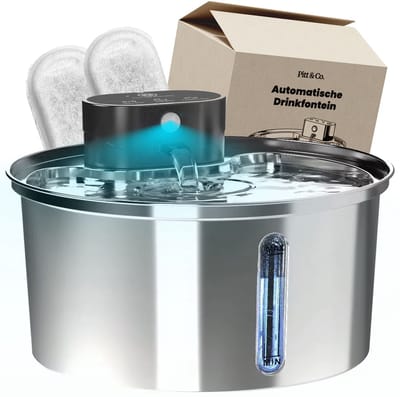 Drinkfontein Kat 3.2 L Draadloos – met Sensor – Kattenfontein -Zilver RVS – Waterfontein - Waterdispenser