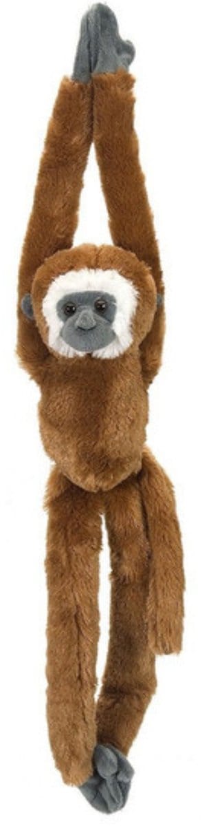Wild Republic knuffel - hangende gibbon aap - bruin - 51 cm - bosdieren pluche
