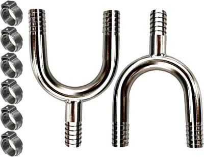 Stainless Steel 3/8" Hose Barb, 3-Weg Y-Vormige Barbed Splitter Aansluiting met 17.0 Oeticker Klemmen x3 voor Tuin en Irrigatie