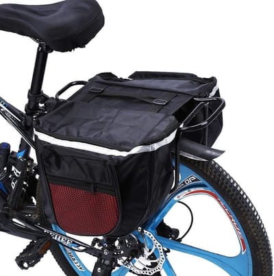 Dailygoody - Fietstas - Dubbele Panniers - Ruime Opbergruimte - Zwart en Rood - Ideaal voor Fietsers - Geschikt voor Fietsen - 25 L Capaciteit