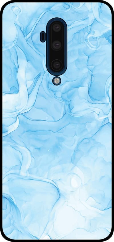 Smartphonica Telefoonhoesje Geschikt voor OnePlus 7T Pro met marmer opdruk - TPU backcover case marble design - Lichtblauw geschikt voor OnePlus 7T Pro