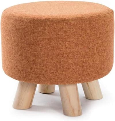 Voetenbank Kruk - Ottomaanse Stoel - Ontspannen Zitten - Afneembare Linnen Hoes - 33x33x33 cm - Oranje