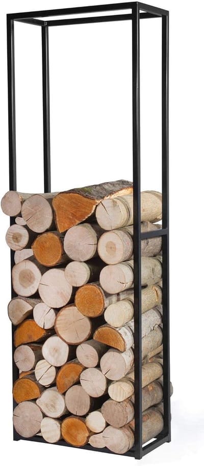Brandhoutrek - Houtopslag - Haardhout Opslag - Handgemaakt Staal - 150x50x20cm - Zwart