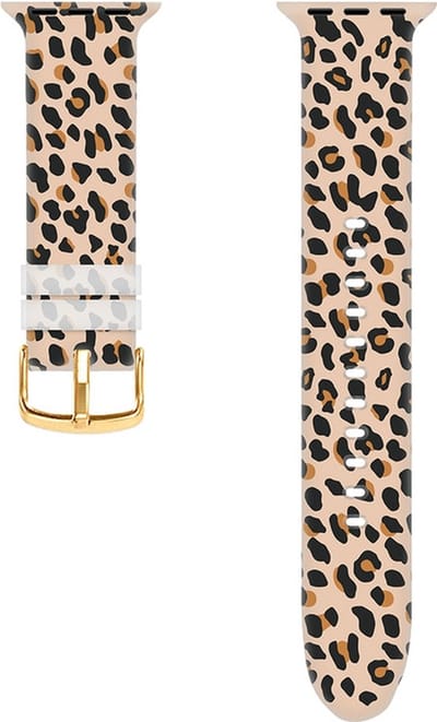 Siliconen bandje - geschikt voor Apple Watch series 1/2/3/4/5/6/7/8/9/10/11/ SE (1,2,3) / Ultra (1,2,3) met maat 44 mm / 45 mm / 46 mm / 49 mm - panter