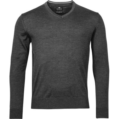 Baileys Trui V-Hals Merinowol Uni Color Single Knit Antraciet / male