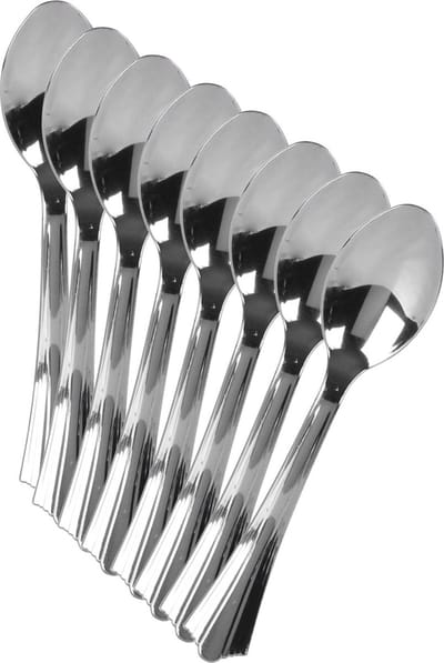 Urban Living BBQ/verjaardag/outdoor bestek - lepels - 8x - kunststof - 16 cm - zilver - herbruikbaar