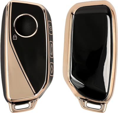 kwmobile autosleutel hoesje geschikt voor BMW 4-knops X7 X1 U11 iX ix1 7-serie G07 I7 autosleutel hoes - TPU autosleutel behuizing - Beschermende auto sleutel case - Sleuteletui in zwart / goud
