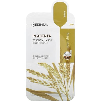 Placenta Essentiële Schoonheidsmasker, 10 Vellen, 24 ml (0.81 fl oz) Elk white