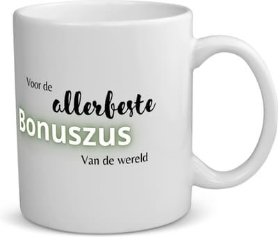 Akyol - voor de allerbeste bonuszus van de wereld koffiemok - theemok - Zus - de beste bonuszus - verjaardagscadeau - verjaardag - cadeau - cadeautje voor zus - zus artikelen - kado - geschenk - gift - 350 ML inhoud