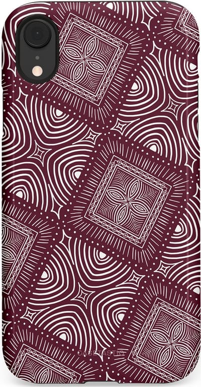 Casetastic Hoesje Geschikt voor Apple iPhone Xr - Stijlvolle Beschermende Duo-layer Case - Bohemien Rood Design
