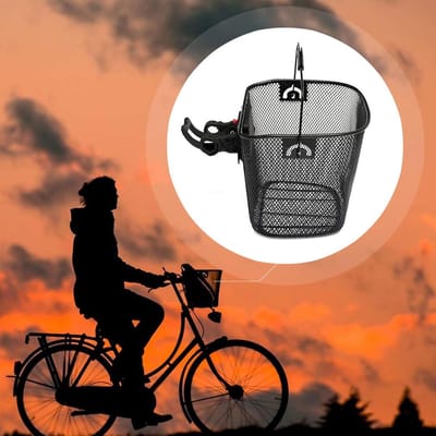 Fietsmand Voorzijde - Fietsmand Opbergmand - Boodschappen Vervoeren - Roestbestendig IJzer - 35x26x26cm - Zwart
