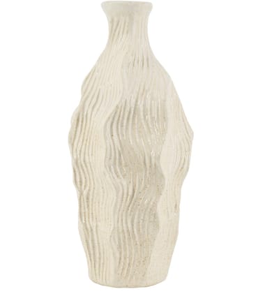 HomeBound by KY | Aardewerk vaas wavestone beige | bloemenvaas | 14,5x14,5x34,5cm