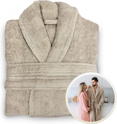 Funnies Badjas Sahara Beige S/M voor Volwassenen - Unisex Badjas / Ochtendjas / Douchejas - Gemaakt van 100% Zuivere Katoenen Badstof - Zacht, Comfortabel en Absorberend - Perfect voor Sauna, Bad, Zwemmen of Ontspanning
