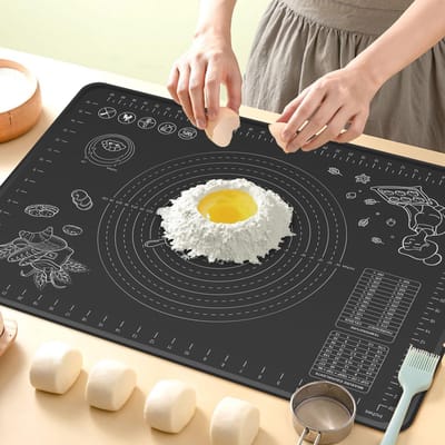 Siliconen Bakmat - Zwart - 70 x 50 cm - Antislip en Voedselveilige Bakmat - Voor Deegrollen en Keukenwerkbladbescherming