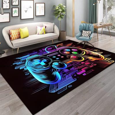 Gaming voor Jongens Kamer Gamer Casual Tapijt met Controller Ontwerp Vloerkleed voor Gamekamer Slaapkamer Decoratie Antislip Machine Wasbare Mat 80*120cm