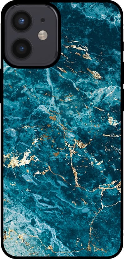 Smartphonica Telefoonhoesje voor iPhone 12 Mini met marmer opdruk - TPU backcover case marble design - Blauw geschikt voor iPhone 12 Mini