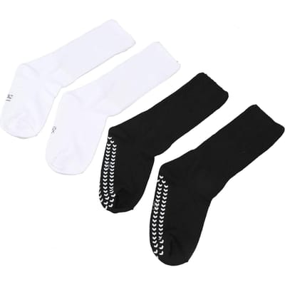 2 paires Chaussettes Larges avec Grips Élastiques Haute Extensibilité Antidérapantes Coupe Ample Noir Blanc L XL L XL white